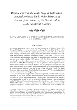 An Archaeological Study of the Sultanate of Banten, Java, Indonesia, the Seventeenth to Early Nineteenth Century