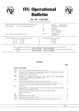 ITU Operational Bulletin