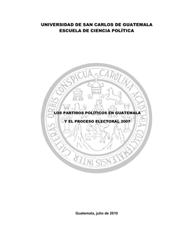 Universidad De San Carlos De Guatemala Escuela De Ciencia Política