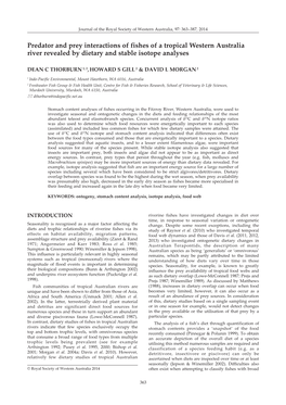 Predator and Prey Interactions of Fishes of a Tropical Western Australia River Revealed by Dietary and Stable Isotope Analyses