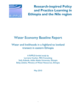 Water Economy Baseline Report: Water and Livelihoods in a Highland to Lowland Transect in Eastern Ethiopia