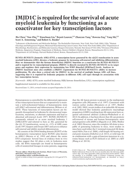 JMJD1C Is Required for the Survival of Acute Myeloid Leukemia by Functioning As a Coactivator for Key Transcription Factors