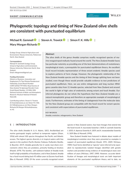 Phylogenetic Topology and Timing of New Zealand Olive Shells Are Consistent with Punctuated Equilibrium