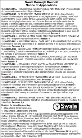 Swale Borough Council Notice of Applications