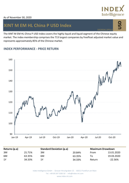 XINT M EM HL China P USD Index DE000A13P0L4 USD the XINT M EM HL China P USD Index Covers the Highly Liquid and Liquid Segment of the Chinese Equity Market