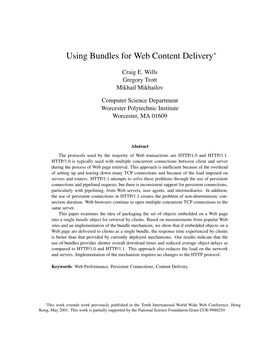 Using Bundles for Web Content Delivery