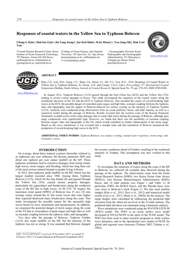 Responses of Coastal Waters in the Yellow Sea to Typhoon Bolaven