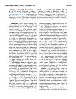 Merging of New 1:3M Mercury Geologic Maps at Northern Mid-Latitudes: Status Report