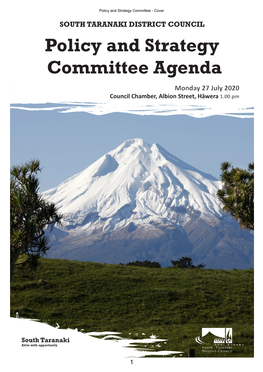 Policy and Strategy Committee Agenda Monday 27 July 2020 Council Chamber, Albion Street, Hāwera 1.00 Pm