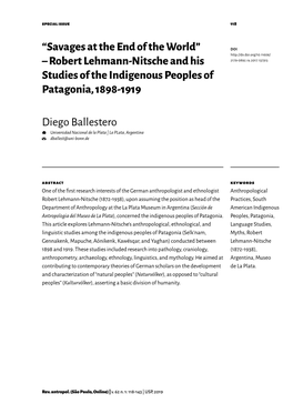 Robert Lehmann-Nitsche and His Studies of the Indigenous Peoples