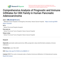 Comprehensive Analysis of Prognostic and Immune in Ltrates For