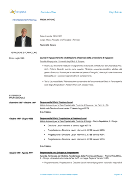 Curriculum Vitae Frighi Antonio