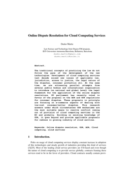 Online Dispute Resolution for Cloud Computing Services
