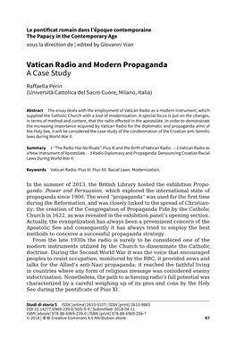 Vatican Radio and Modern Propaganda a Case Study