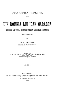 Academia Romana Din Domnia Liii Ioan Caragea