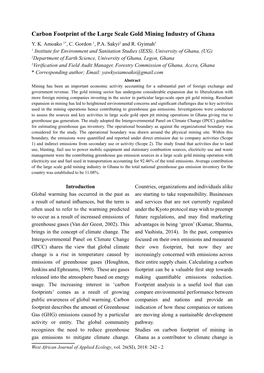 Carbon Footprint of the Large Scale Gold Mining Industry of Ghana Y