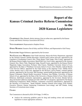 Kansas Criminal Justice Reform Commission 2019 Report