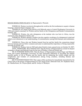 HOUSE RESOLUTION NO.4672, by Representative Warnick WHEREAS