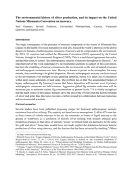 The Environmental History of Silver Production, and Its Impact on the United Nations Minamata Convention on Mercury