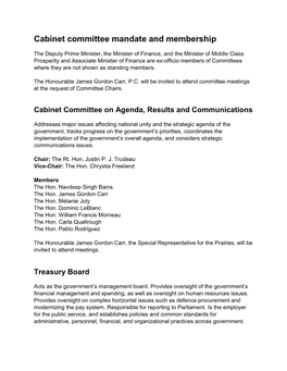 Cabinet Committee Mandate and Membership