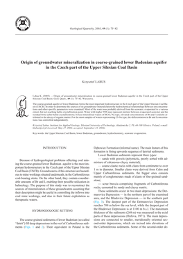 Origin of Groundwater Mineralization in Coarse-Grained Lower Badenian Aquifer in the Czech Part of the Upper Silesian Coal Basin