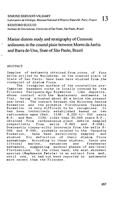 Marine Diatom Study and Stratigraphy of Cenozoic Sediments in the Coastal Plain Between Morro Da Juréia and Barra Do Una, State of Sao Paulo, Brazil in : Rabassa J