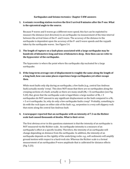 1 Earthquakes and Seismo-Tectonics Chapter 5 HW Answers 1. a Seismic