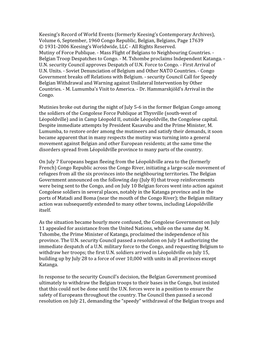 Volume 6, September, 1960 Congo Republic, Belgian, Belgians, Page 17639 © 1931‐2006 Keesing's Worldwide, LLC ‐ All Rights Reserved