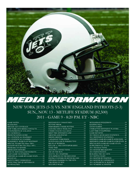 Media Information New York Jets (5-3) Vs