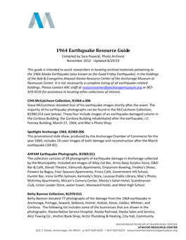 1964 Earthquake Search Guide