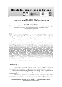 UM PROJETO MUSEOLÓGICO DE TURISMO SUSTENTÁVEL 1 INTRODUÇÃO a Pequena Aldeia De Vilarinho Da Furna, Situ