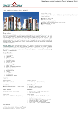 Kent Hail Garden - Kaloor, Kochi Luxury Apartments Kent Hail Garden Offers 2,3 & 4 BHK Luxury Apartment Along with a No