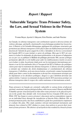 Trans Prisoner Safety, the Law, and Sexual Violence in the Prison System