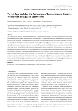 Tiered Approach for the Evaluation of Environmental Impacts of Triclosan on Aquatic Ecosystems