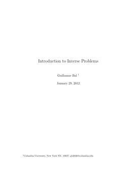 Introduction to Inverse Problems