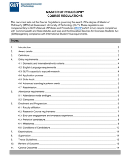 Master of Philosophy Course Regulations