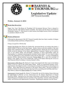 Legislative Update 120Th General Assembly