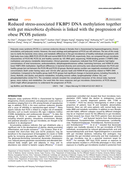 Reduced Stress-Associated FKBP5 DNA Methylation Together with Gut Microbiota Dysbiosis Is Linked with the Progression of Obese PCOS Patients