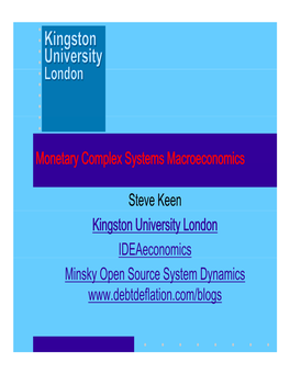 Monetary Complex Systems Macroeconomics Steve Keen