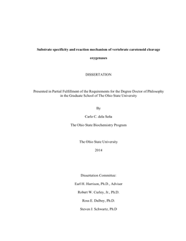 Substrate Specificity and Reaction Mechanism of Vertebrate Carotenoid Cleavage