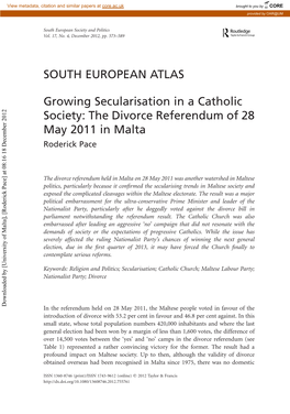 The Divorce Referendum of 28 May 2011 in Malta Roderick Pace