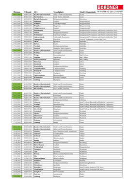 Datum Uhrzeit Ort Standplatz Stadt / Gemeinde