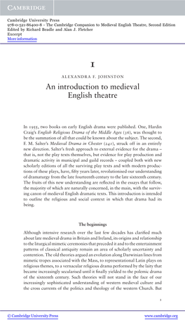 An Introduction to Medieval English Theatre