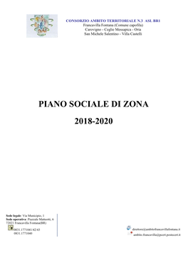 Piano Sociale Di Zona 2018-2020