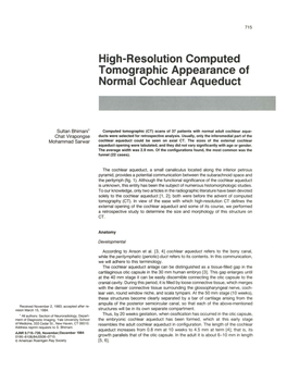 High-Resolution Computed Tomographic Appearance of Normal Cochlear Aqueduct