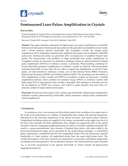 Femtosecond Laser Pulses Amplification in Crystals