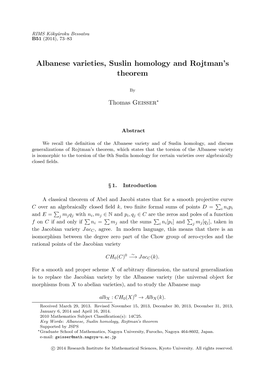 Albanese Varieties, Suslin Homology and Rojtman's Theorem (Algebraic