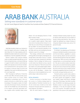 Arab Bank Australia Setting New Standards in Customer Service by Colin Sword, Regional Head for Southeast Asia, Australia and New Zealand, TCS Financial Solutions