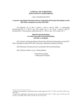 Uchwała Nr Xliii/353/2014 Rady Powiatu Kartuskiego