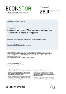 What Corporate Management Can Learn from Sports Management